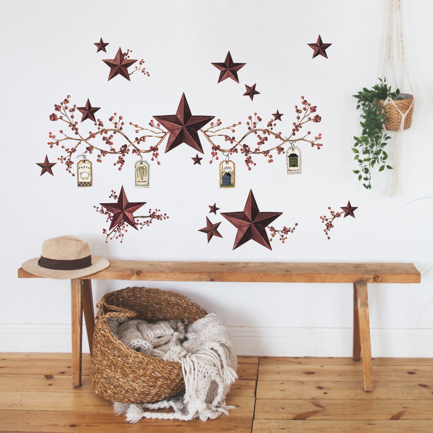 Country Stars & Berries Wall Decals in a room setting