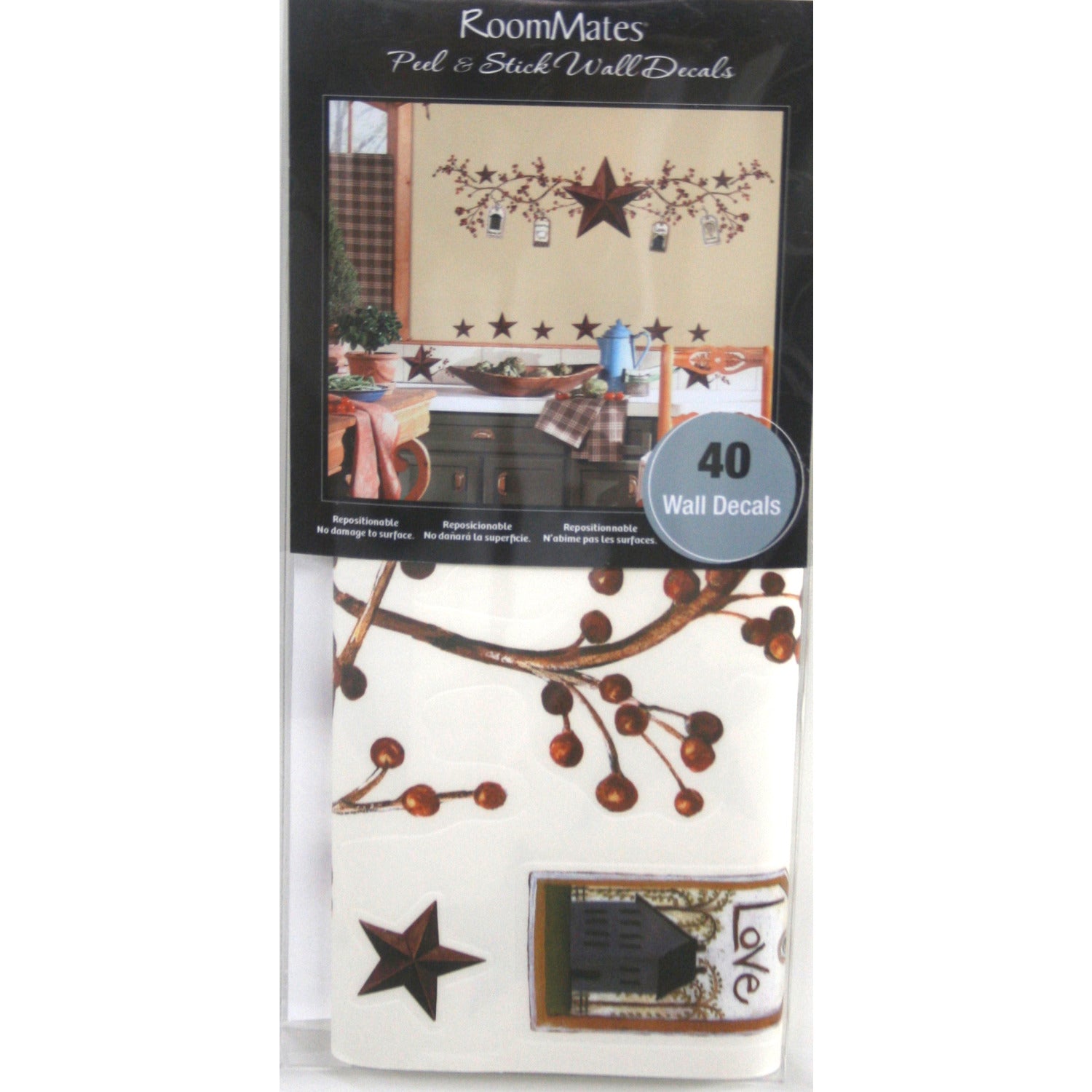 Country Stars & Berries Wall Decals - packaging