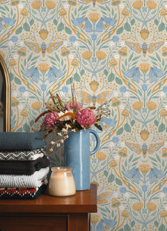Enchanted Forest Damask Peel and Stick Wallpaper in a room setting