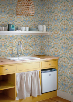 Enchanted Forest Damask Peel and Stick Wallpaper in a room setting
