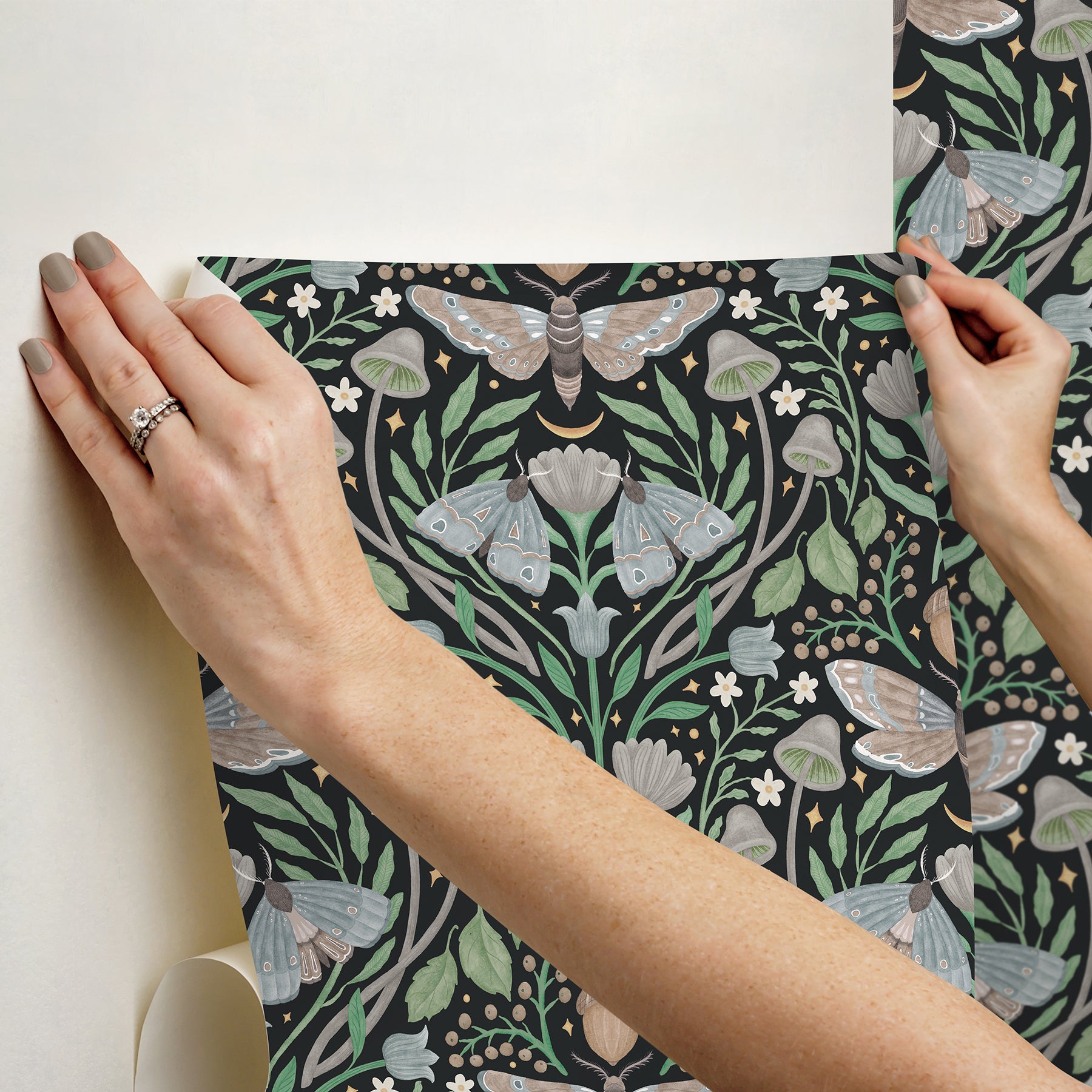 Enchanted Forest Damask Peel and Stick Wallpaper - how to stick
