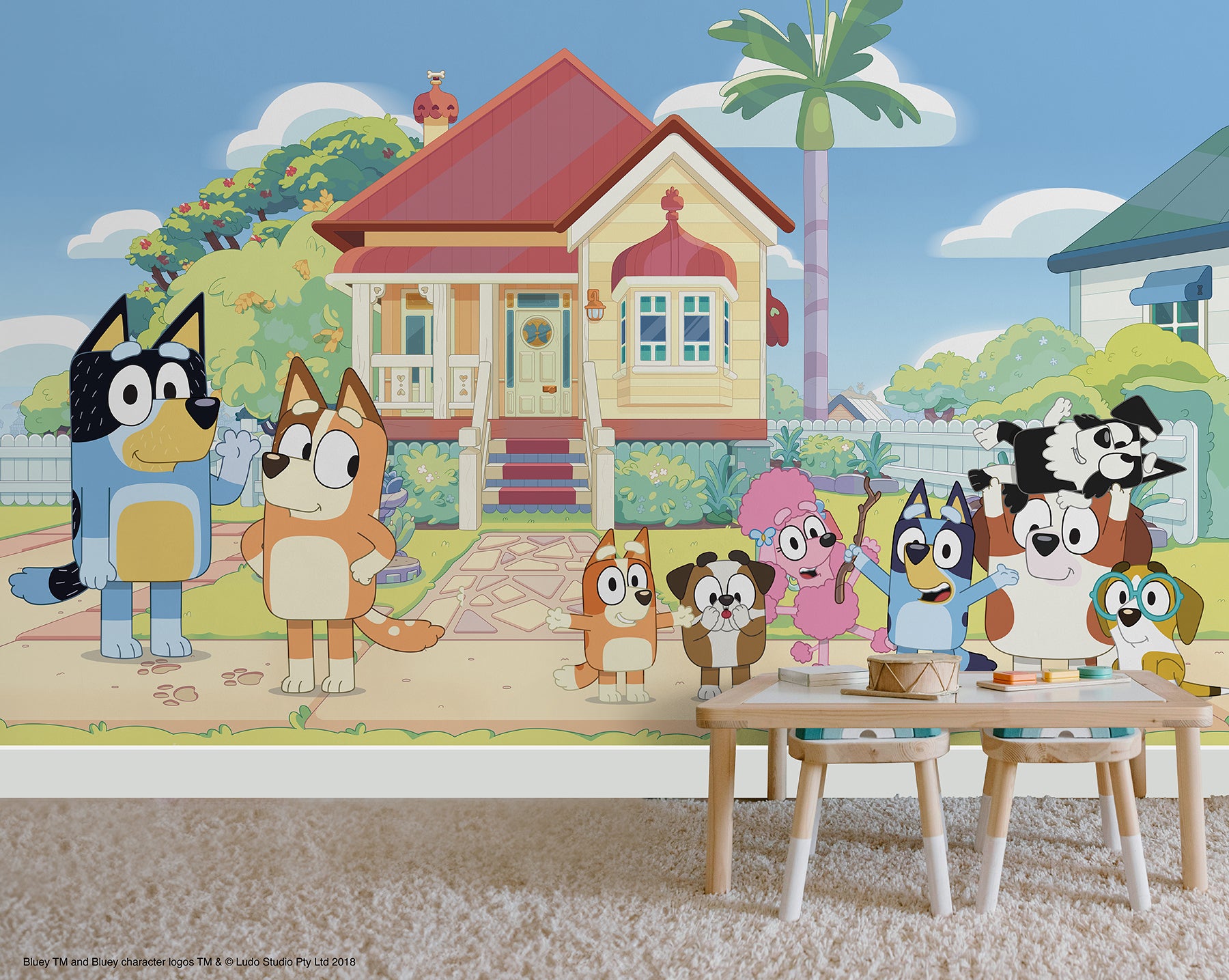 Bluey Friends & Family P&S Wall Murals in a room setting