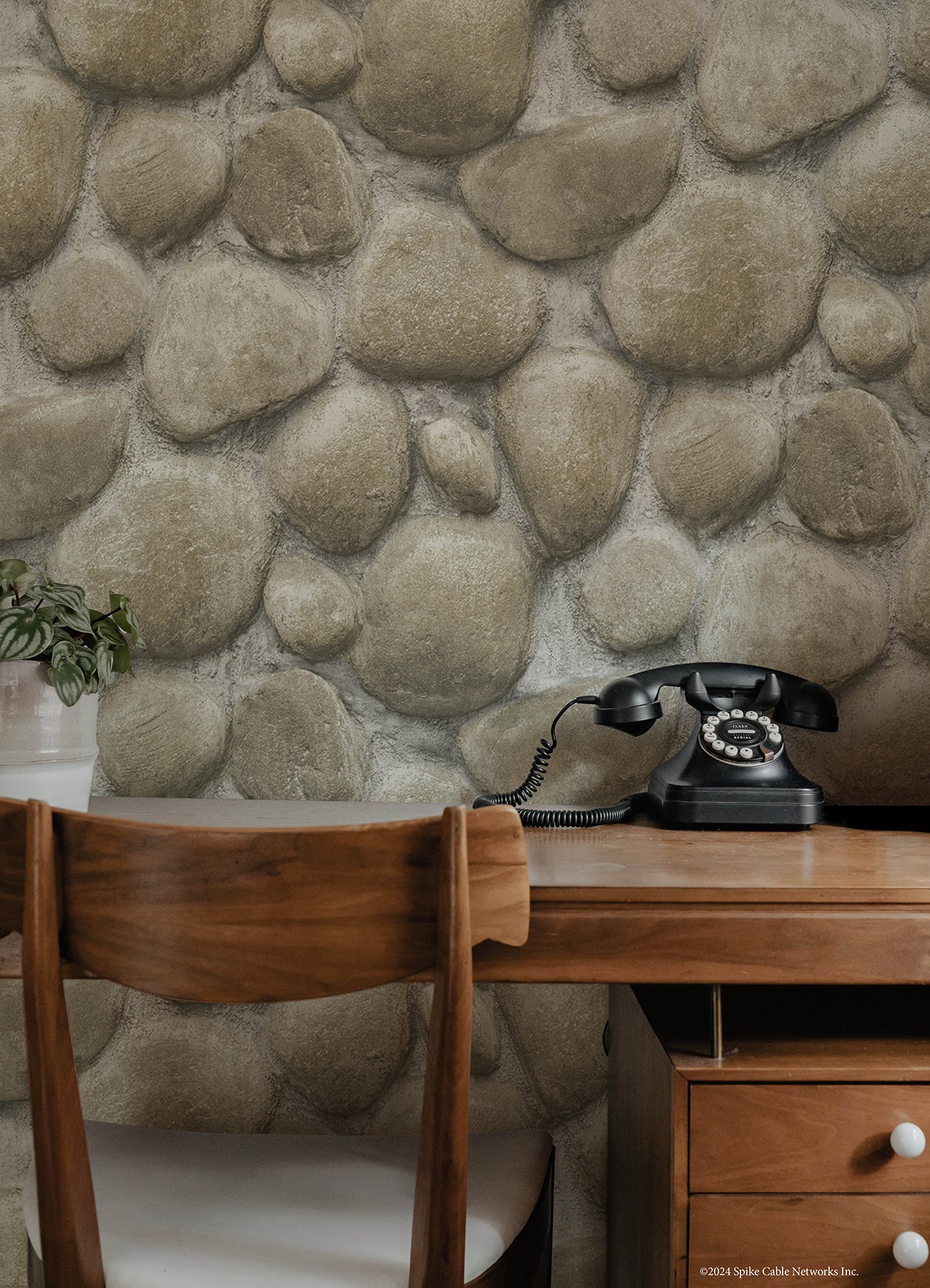 Yellowstone Root Rocks P&S Wallpaper in a room setting