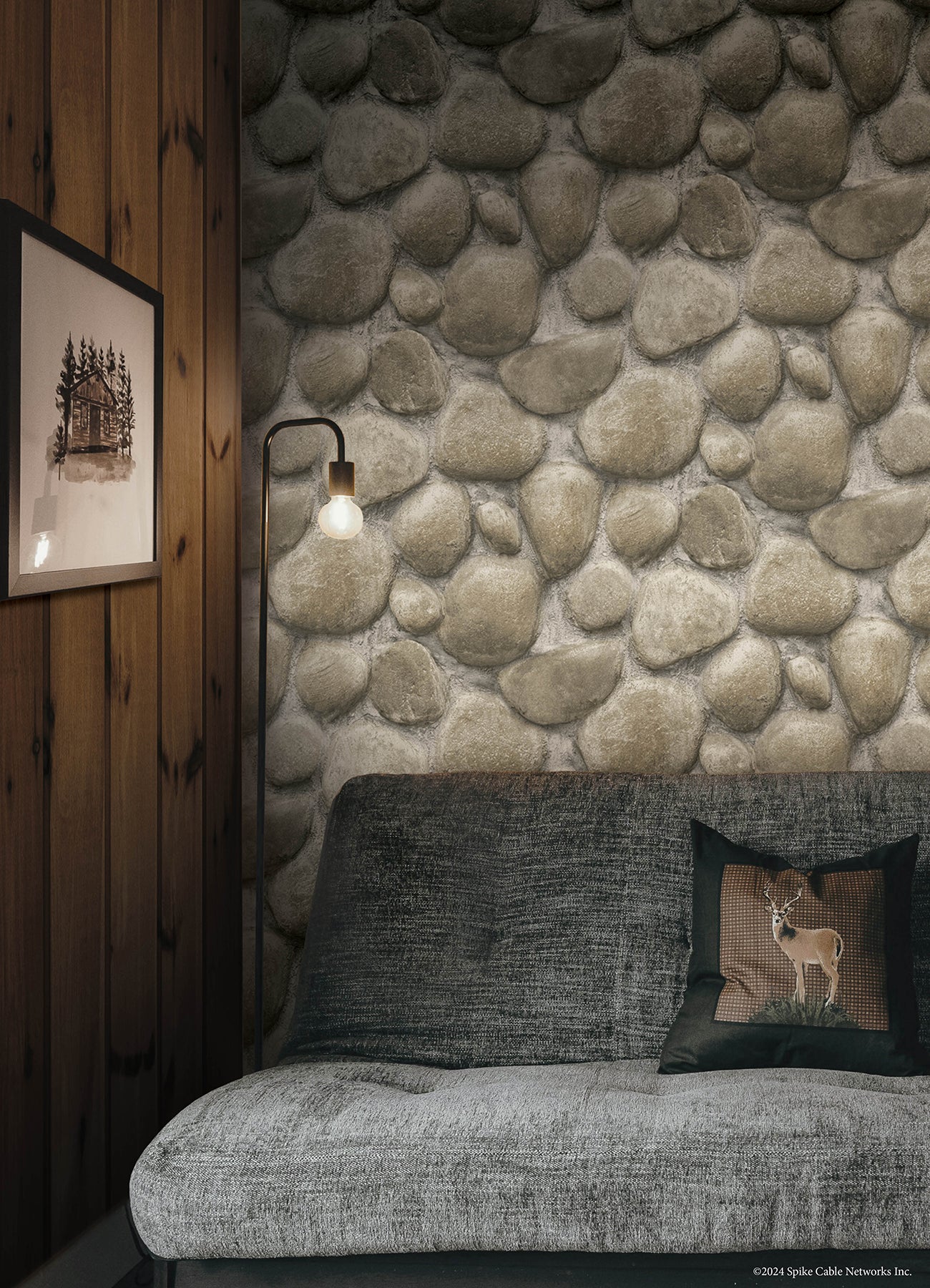 Yellowstone Root Rocks P&S Wallpaper in a room setting