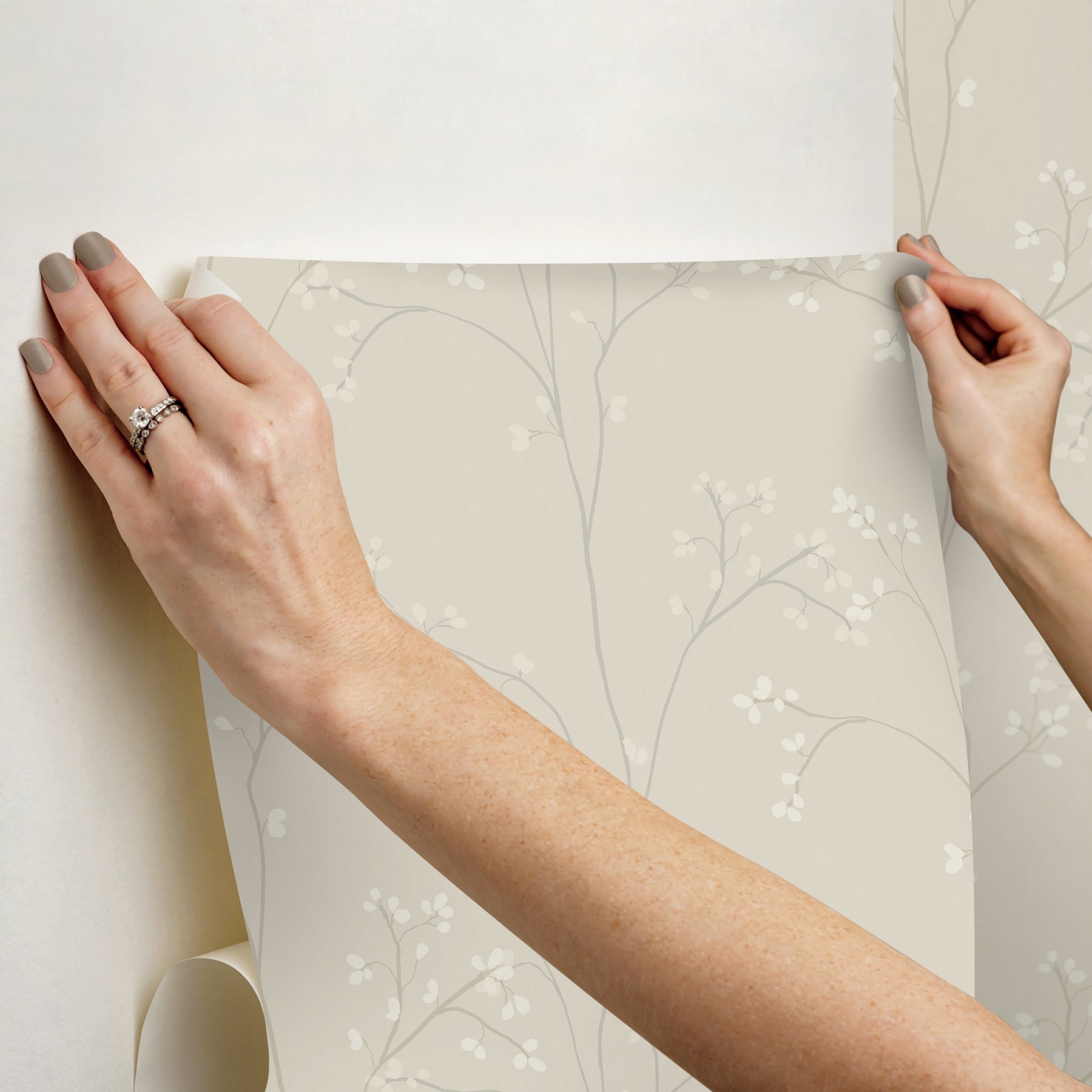 Blossom Stripe Black Peel & Stick Wallpaper - how to stick