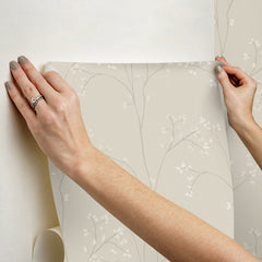 Blossom Stripe Black Peel & Stick Wallpaper - how to stick