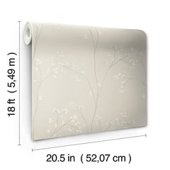Blossom Stripe Black Peel & Stick Wallpaper - dimensions