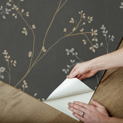 Blossom Stripe Black Peel & Stick Wallpaper - how to peel