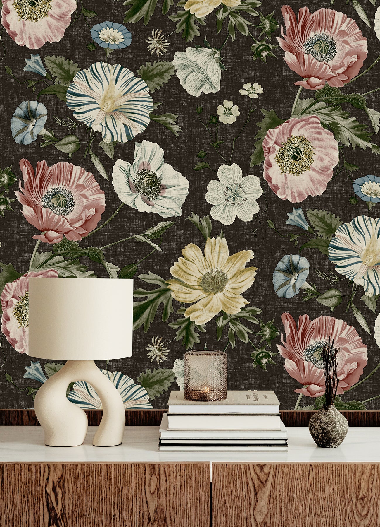 Vintage Poppy P&S Wallpaper in a room setting