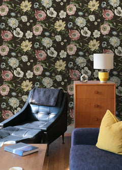 Vintage Poppy P&S Wallpaper in a room setting