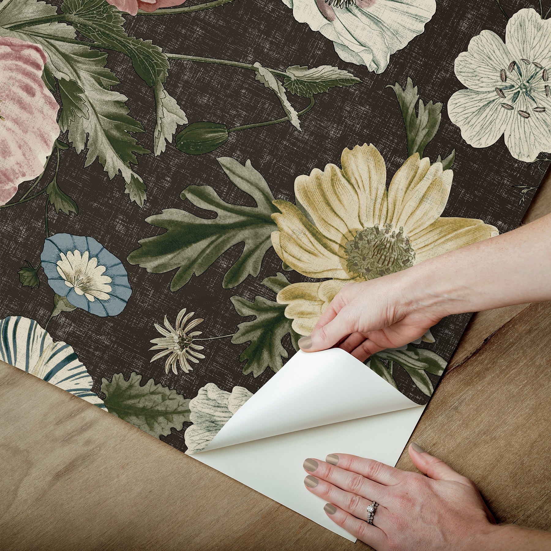 Vintage Poppy P&S Wallpaper peel step