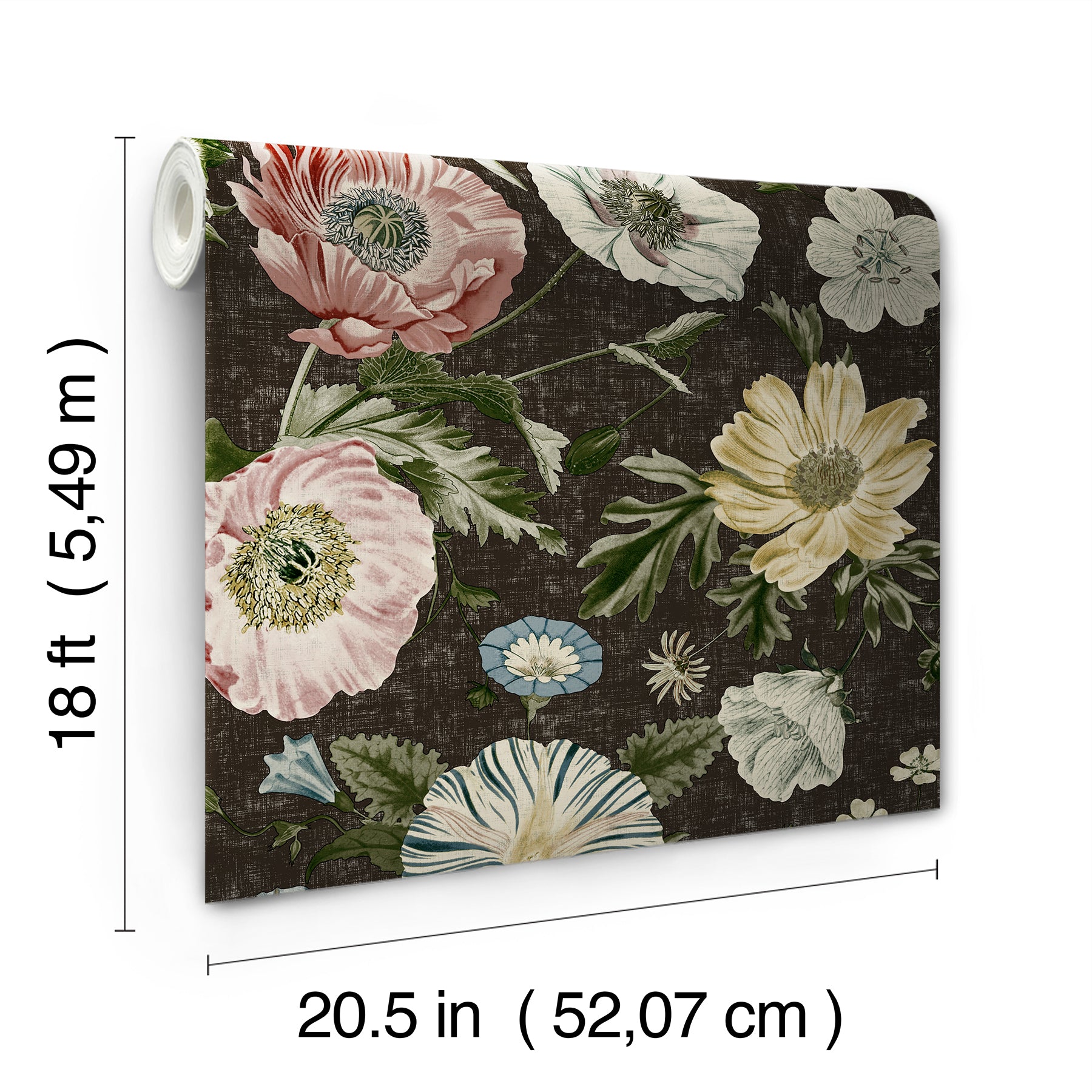 Vintage Poppy P&S Wallpaper dimensions
