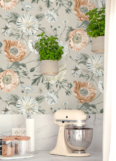 Vintage Poppy P&S Wallpaper in a room setting