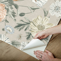 Vintage Poppy P&S Wallpaper peel step