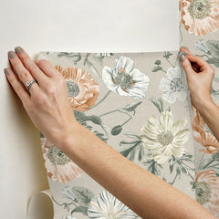 Vintage Poppy P&S Wallpaper stick step