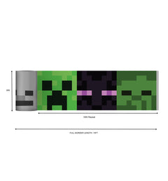 The Minecraft Hostile Mobs Wall Decals is a 15-foot peel-and-stick border strip, 6" tall, with pixelated skeleton, creeper, enderman, and zombie faces repeating every 18". Perfect for decorating any Minecraft fan’s space!.