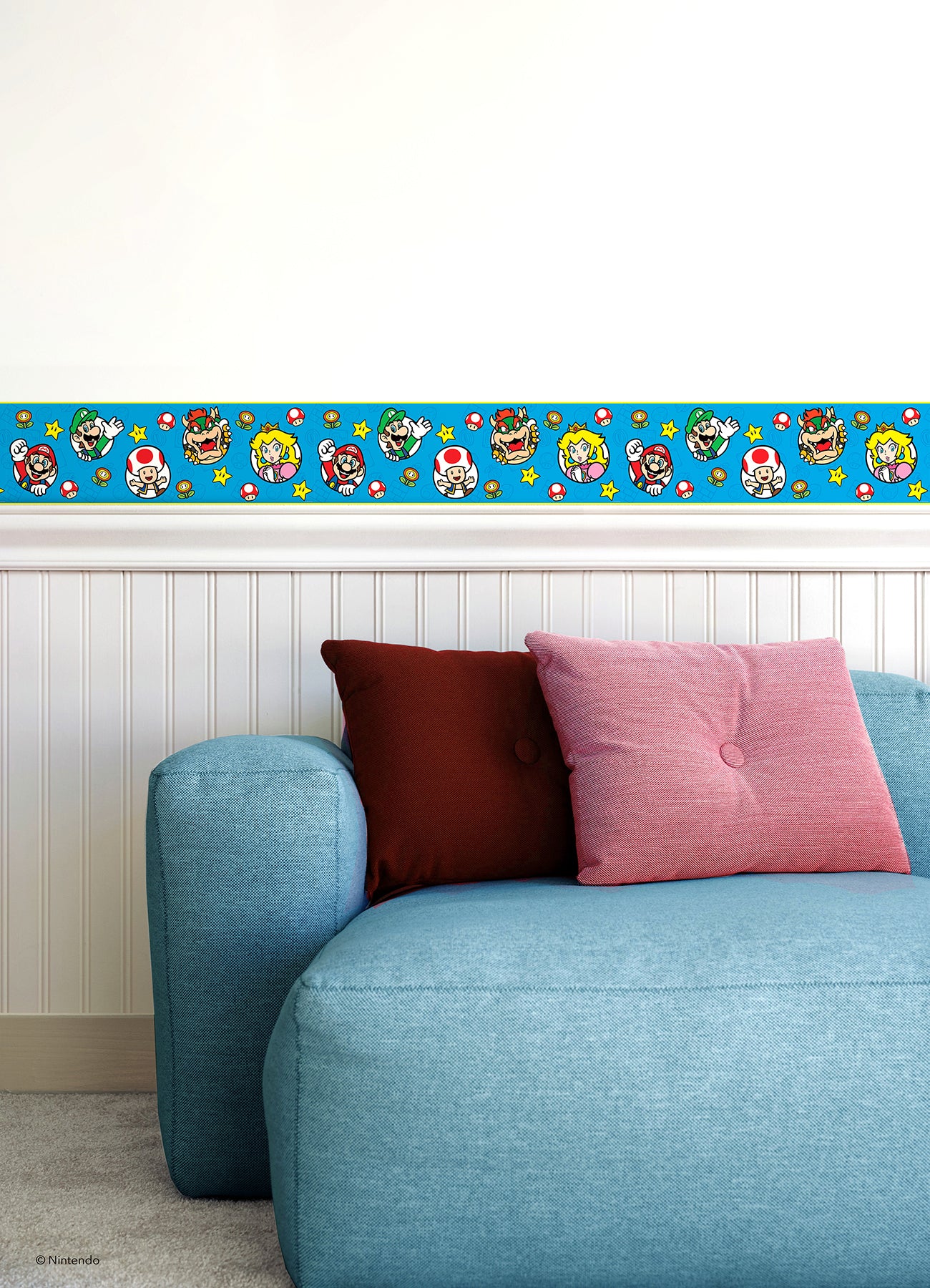 Nintendo Super Mario Characters Borders in a room setting