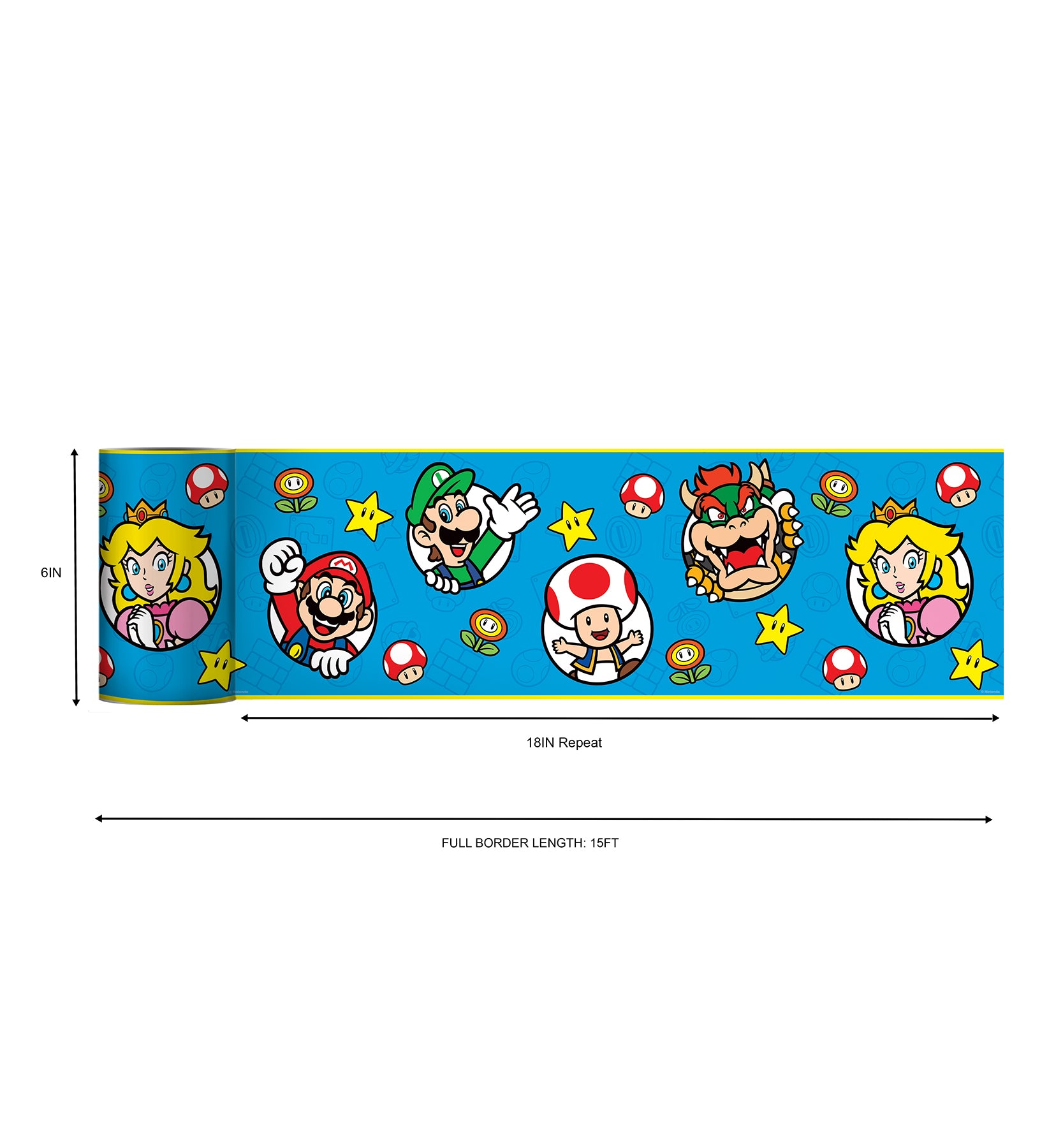 Nintendo Super Mario Characters Borders - dimensions