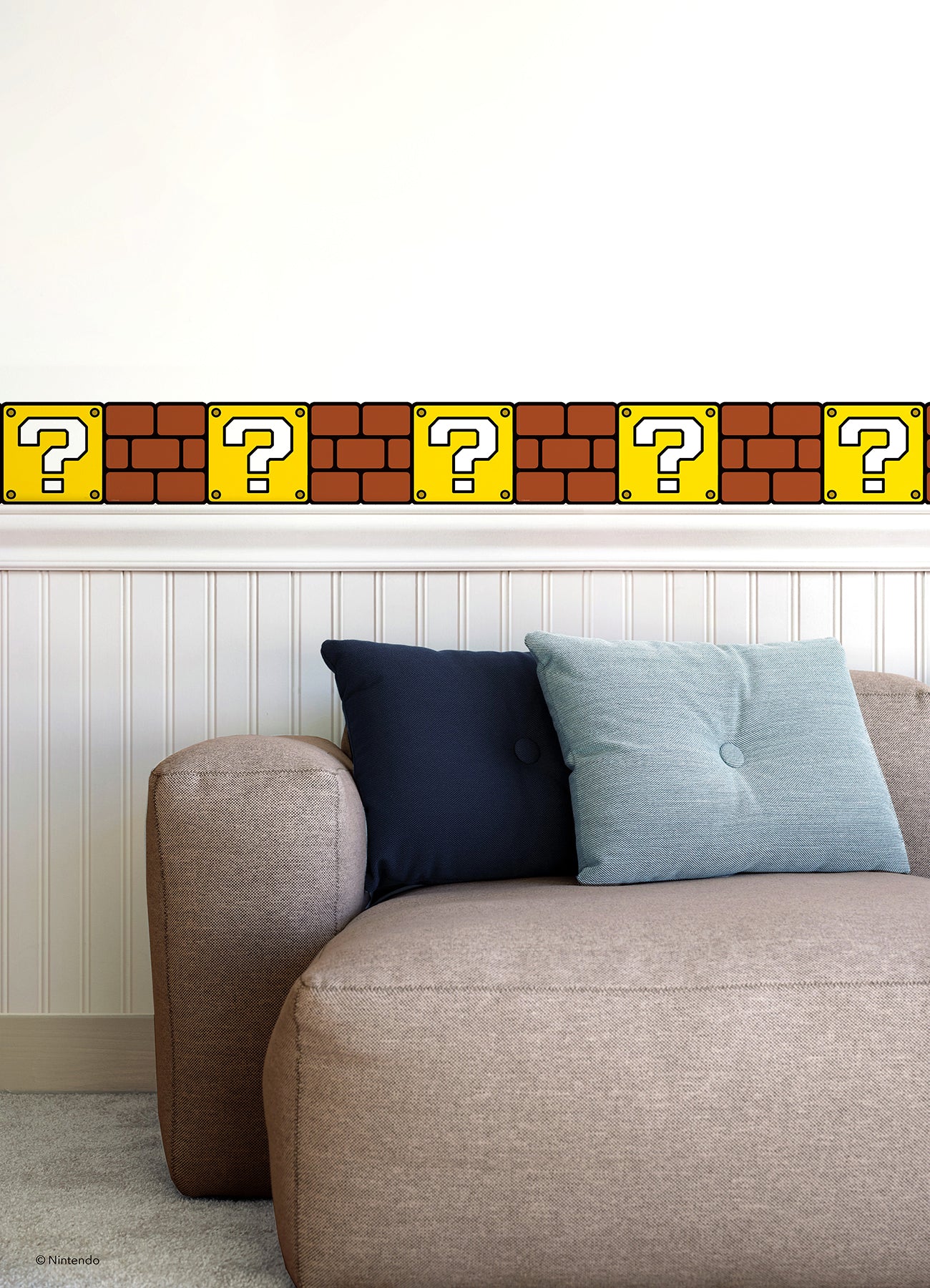 Nintendo Super Mario Question Block Borders in a room setting