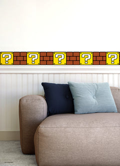 Nintendo Super Mario Question Block Borders in a room setting