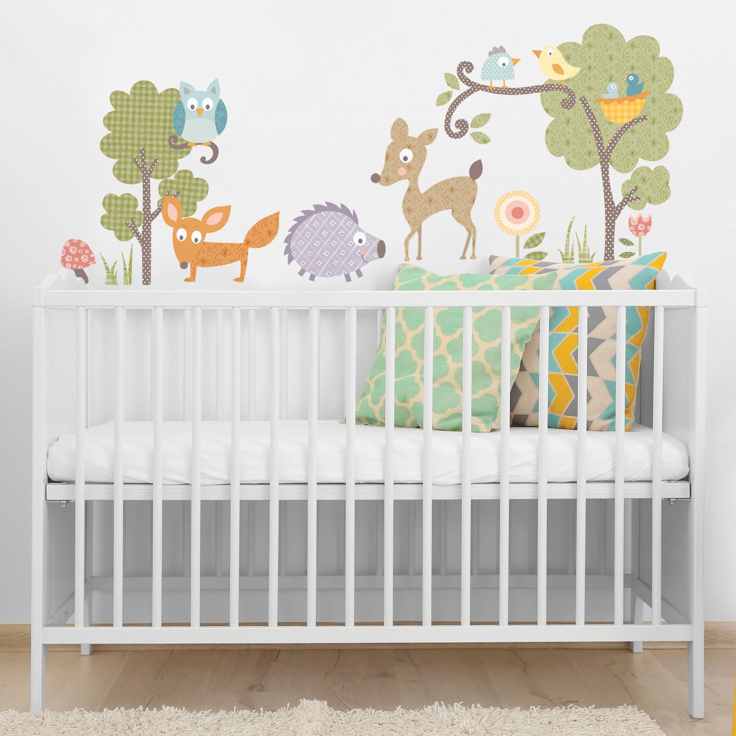 Woodland Animals Wall Decals in a room setting