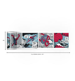 Spider-Man Comic Borders by WallPops showcase Spider-Man swinging over water on his webs, sensing danger before diving toward a villain targeting a boat. He flips in midair, dodging bullets as onlookers watch the suspense unfold. The dynamic scene features cityscapes and choppy waves with subtle Rustic Design details—like distressed barn wood textures seamlessly blended into the skyline—adding unique depth to your decor.