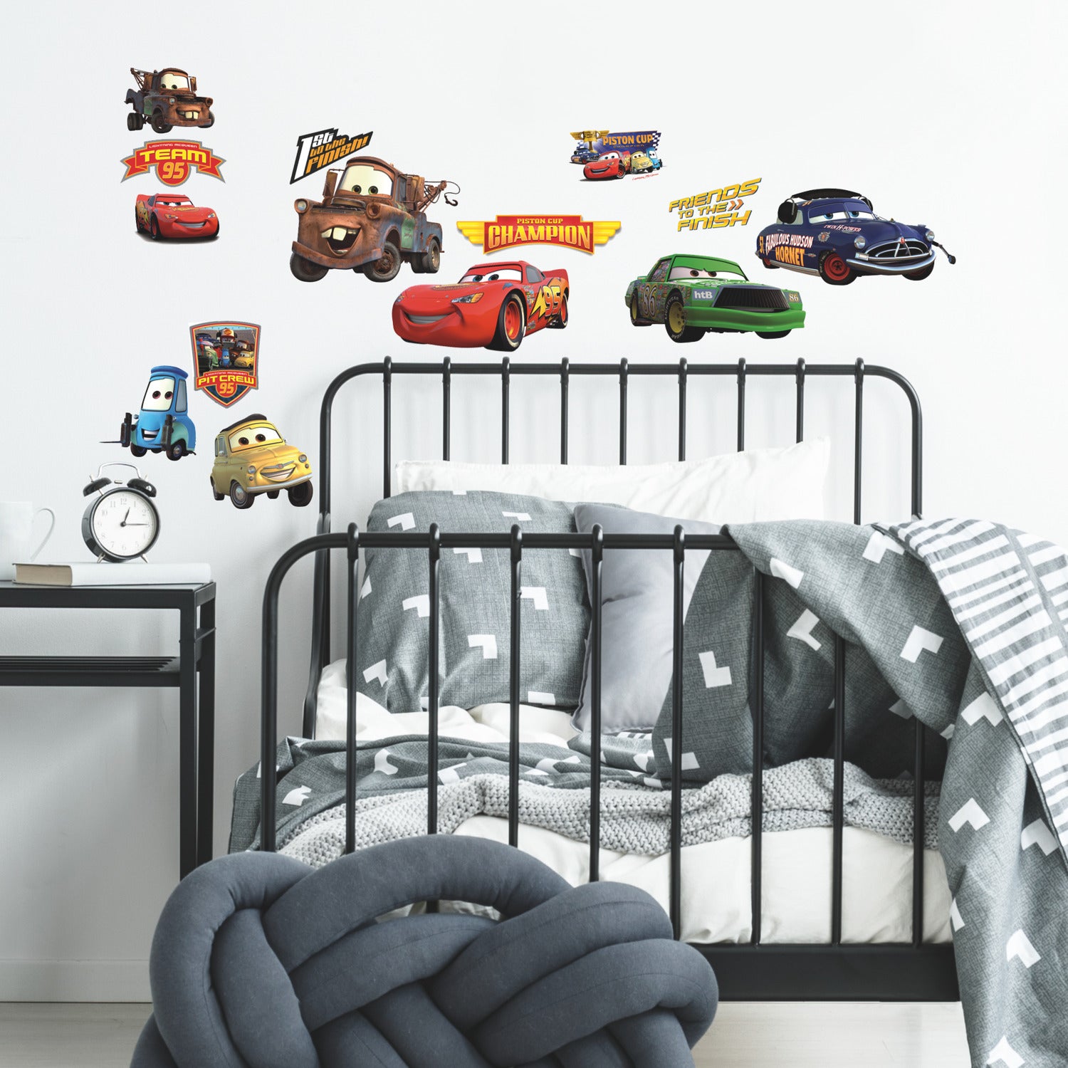 Cars Piston Cup Champs Wall Decals in a room setting
