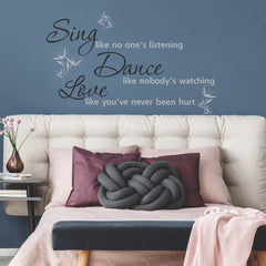Dance, Sing, Love Wall Decals in a room setting