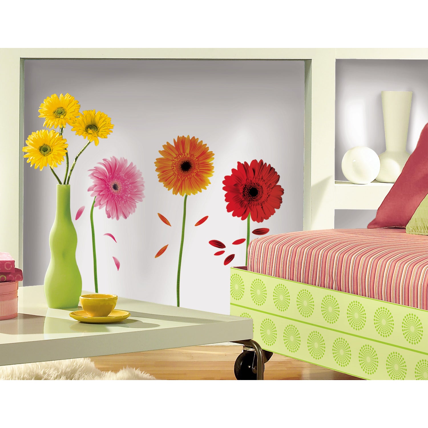 Small Gerber Daisies Wall Decals in a room setting