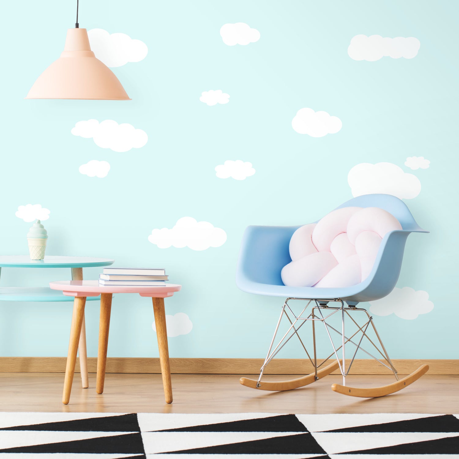 Clouds Wall Decals in a room setting
