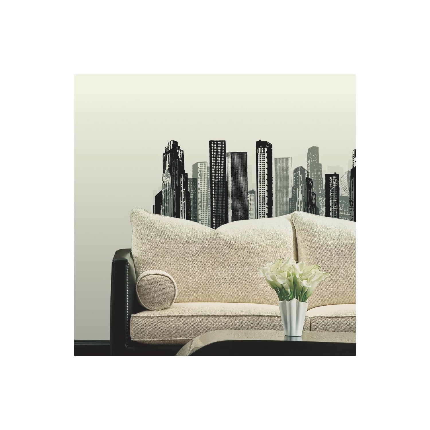 Cityscape Wall Decals in a room setting