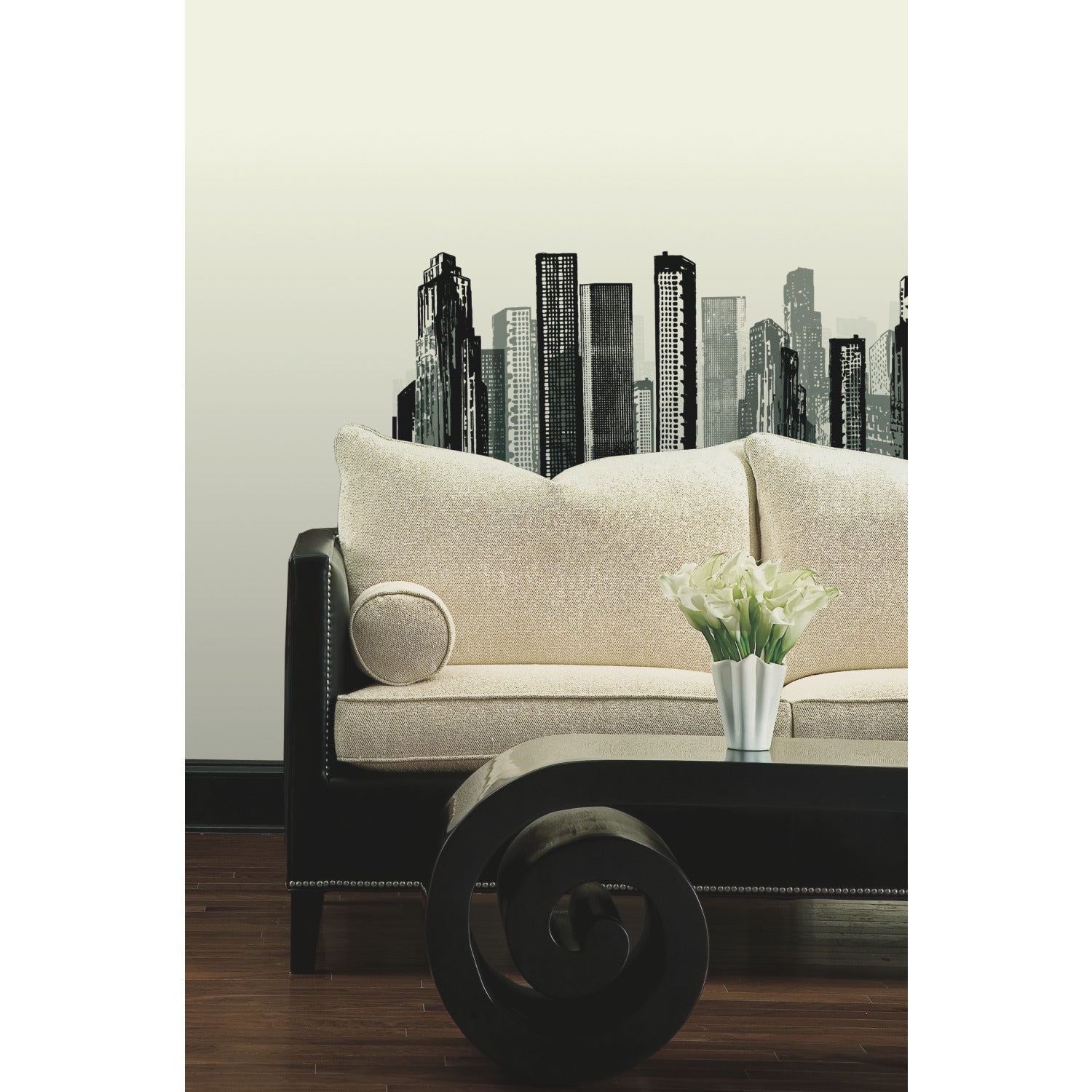 Cityscape Wall Decals in a room setting