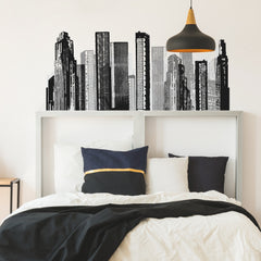 Cityscape Wall Decals in a room setting