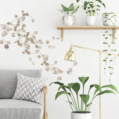 Silver Dollar Branch Wall Decals in a room setting