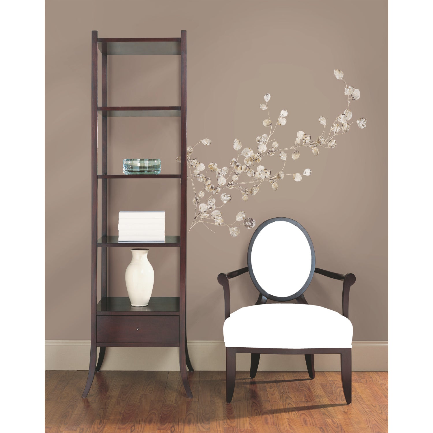 Silver Dollar Branch Wall Decals in a room setting