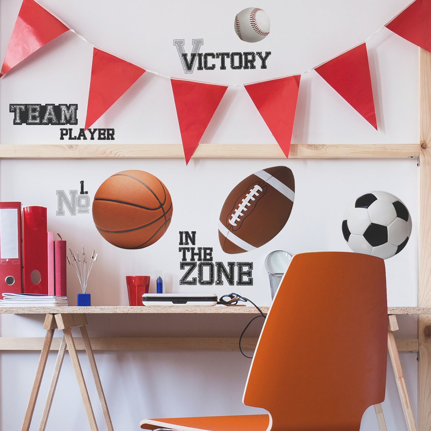 All Star Sports Saying Wall Decals in a room setting