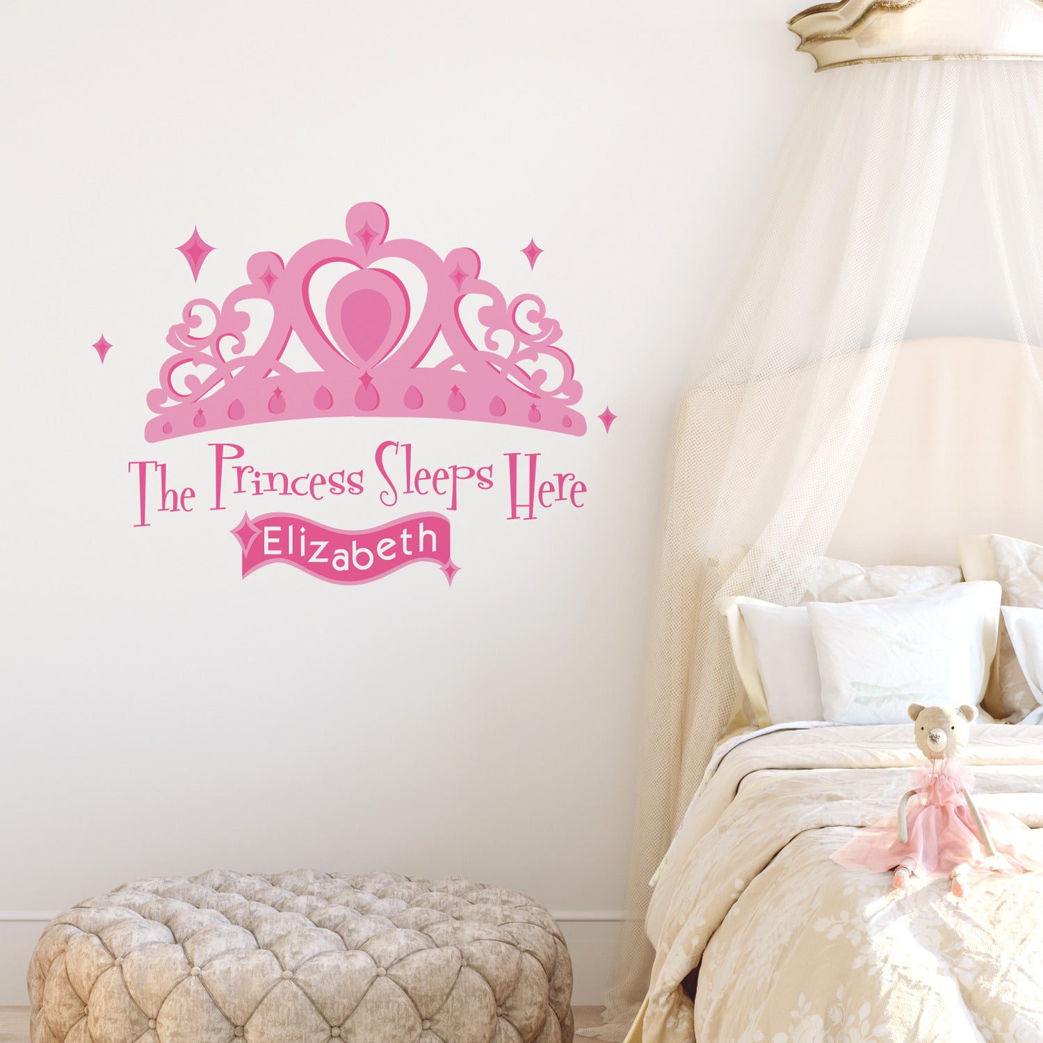 Princess Sleeps Here Wall Decals in a room setting