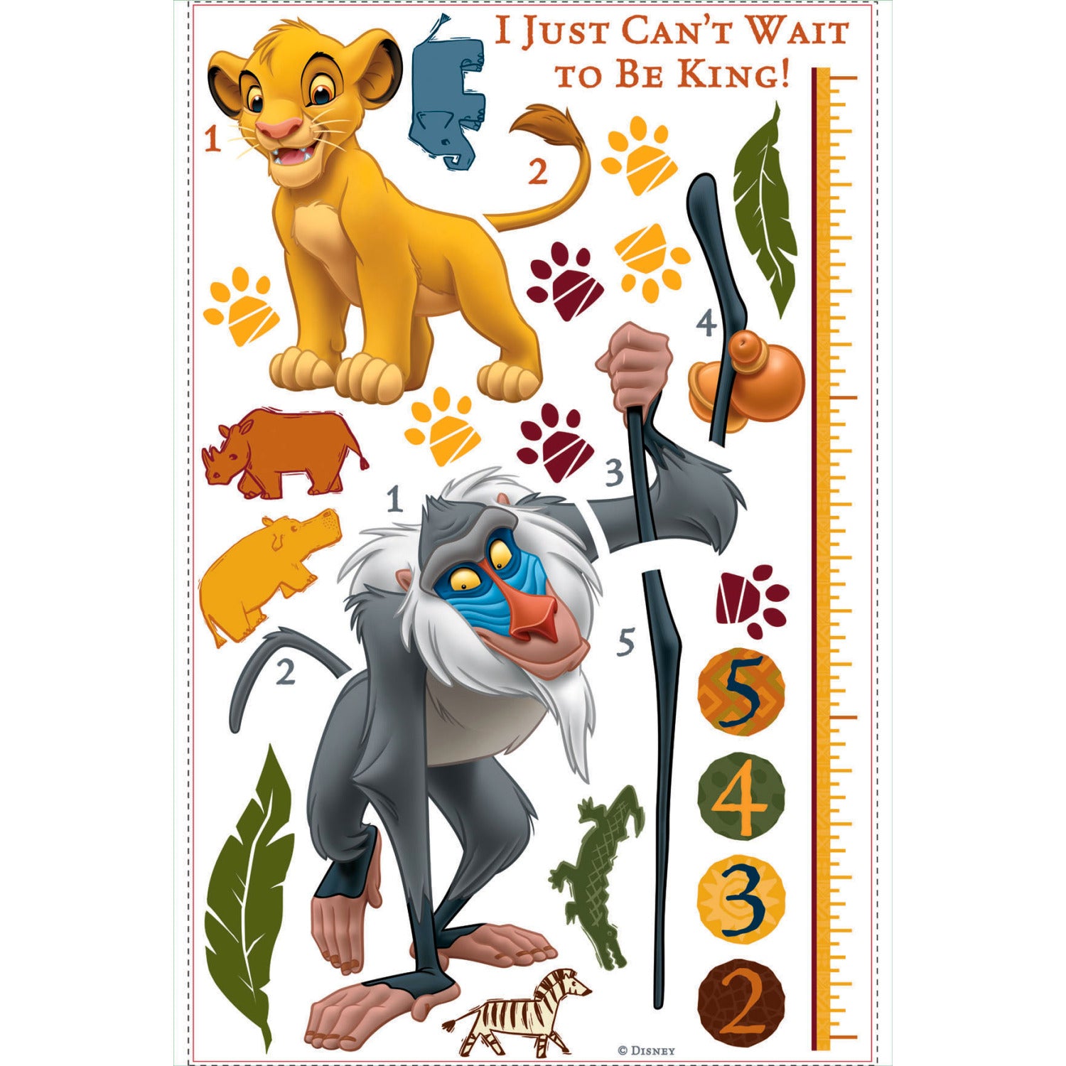 The Lion King Rafiki Inches Wall Decals - panels