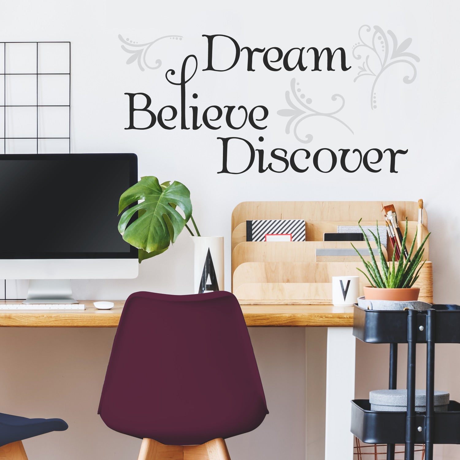 Dream Believe Discover Wall Decals in a room setting