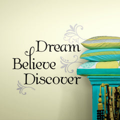 Dream Believe Discover Wall Decals in a room setting