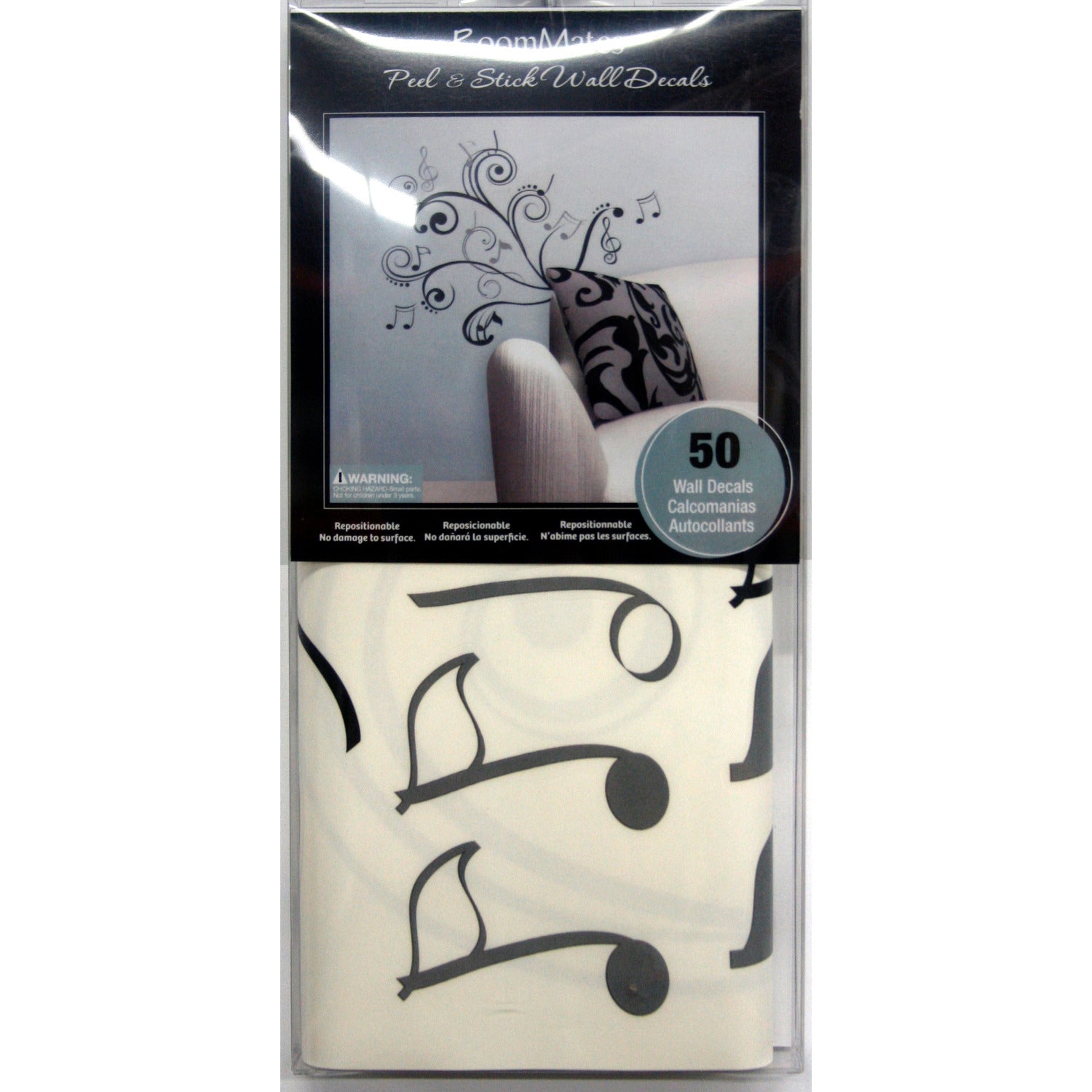 Music Note Scroll Wall Decals - packaging