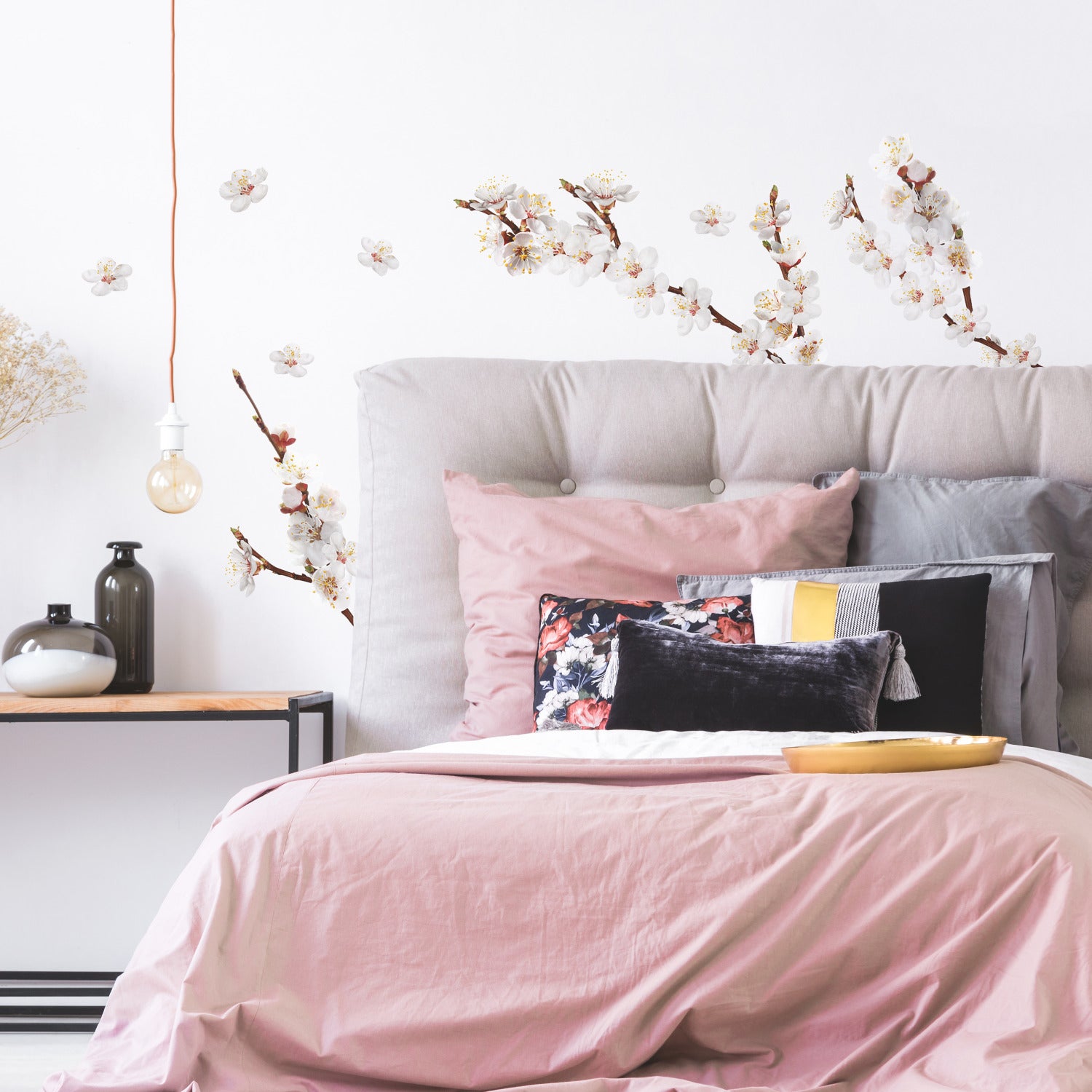 Dogwood Branch Wall Decals in a room setting
