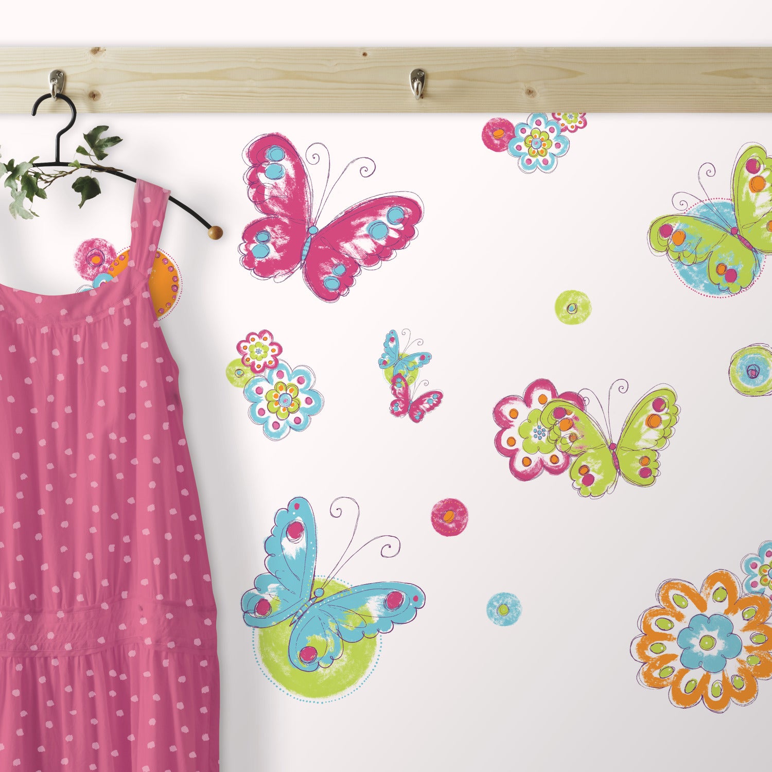 Brushwork Butterfly Wall Decals in a room setting