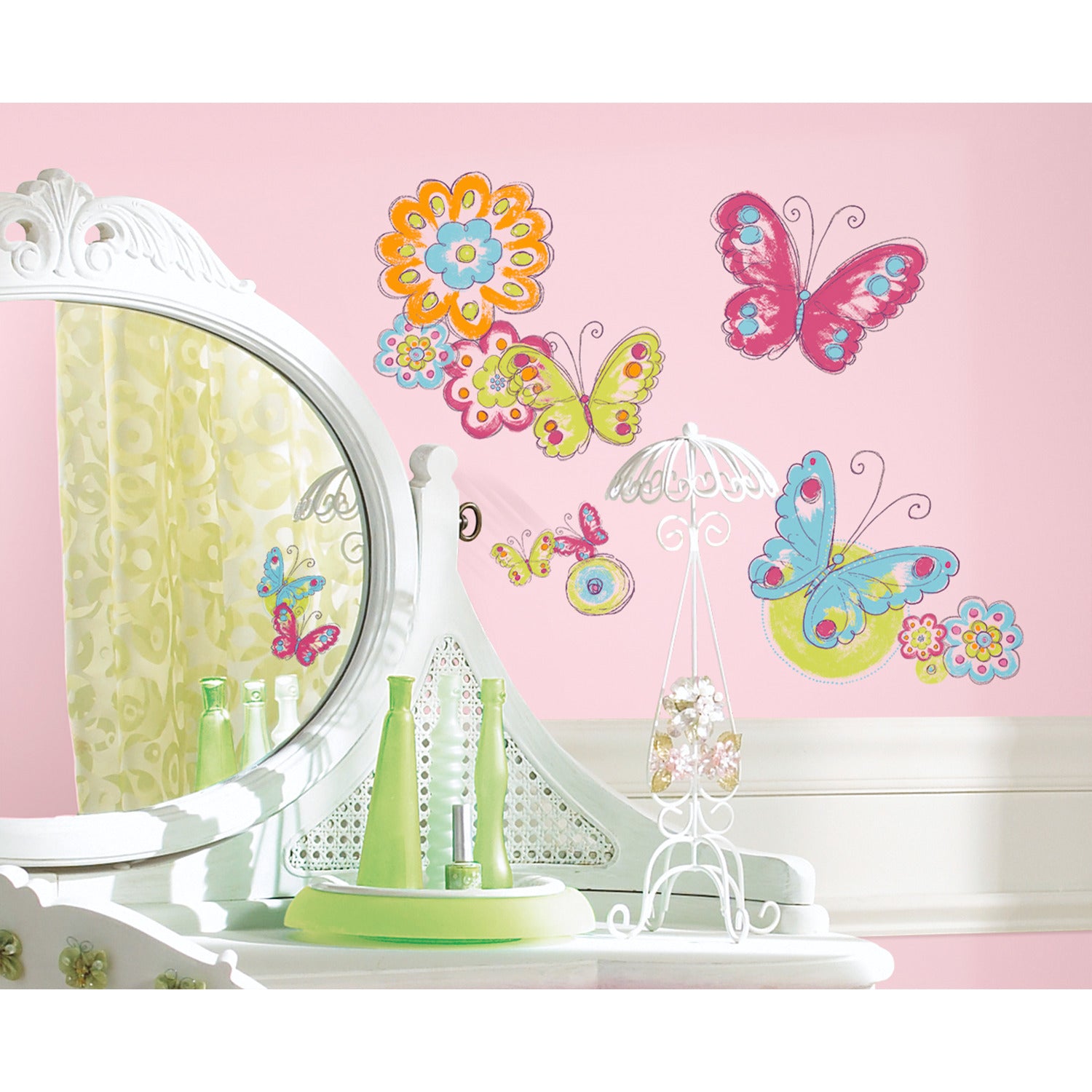 Brushwork Butterfly Wall Decals in a room setting