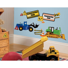 Construction Trucks Wall Decals in a room setting