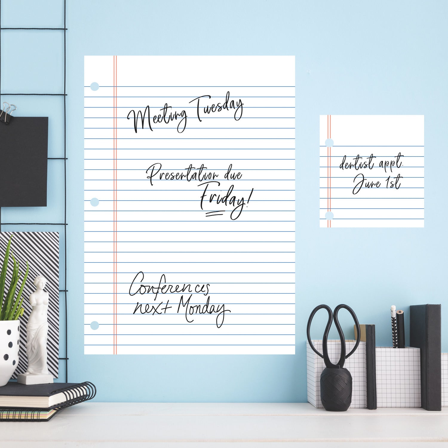 Notebook Paper Giant Wall Decals in a room setting