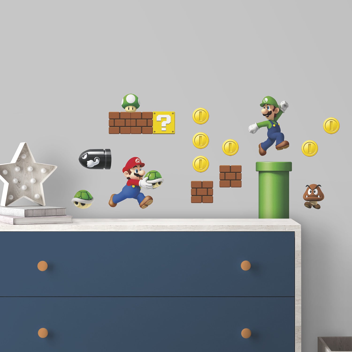 Nintendo Super Mario Build A Scene Wall Decals in a room setting