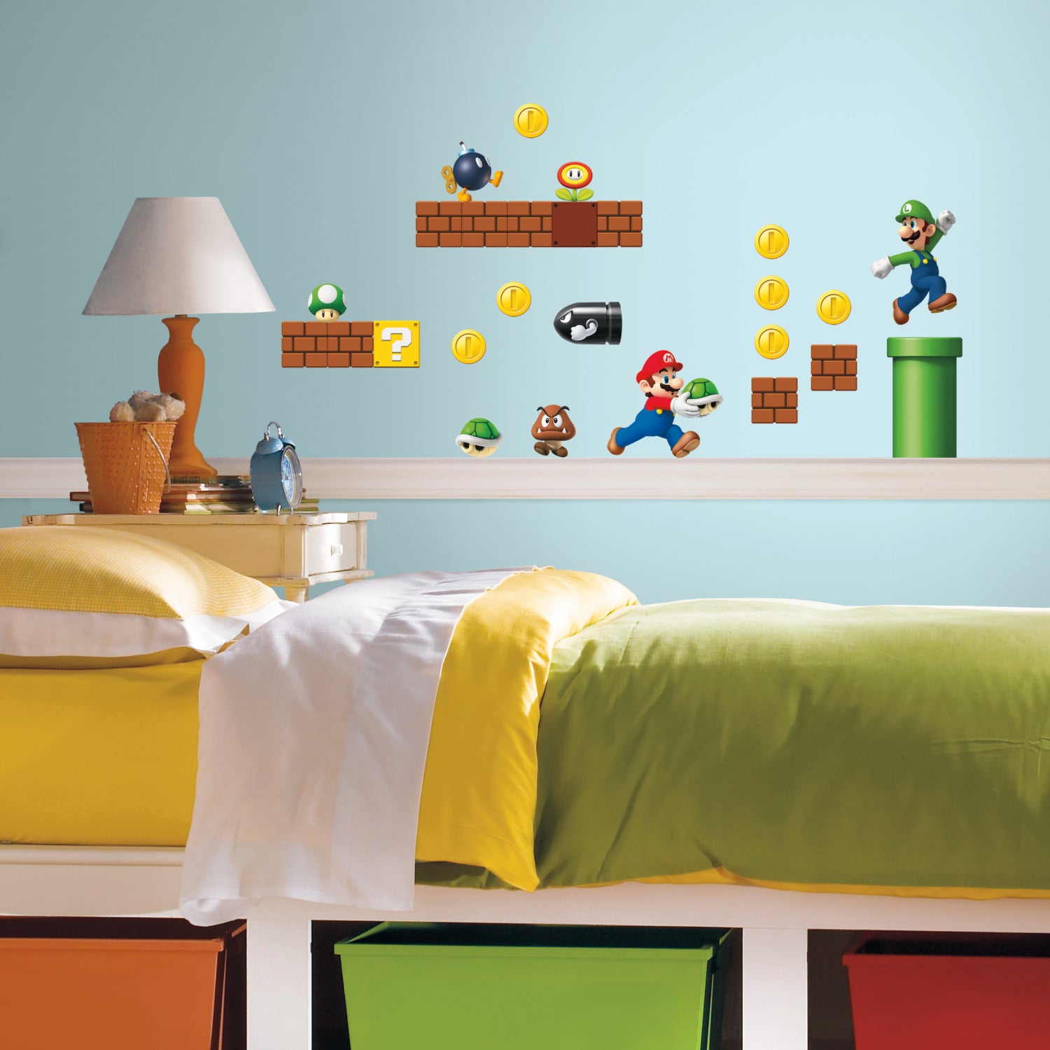 Nintendo Super Mario Build A Scene Wall Decals in a room setting