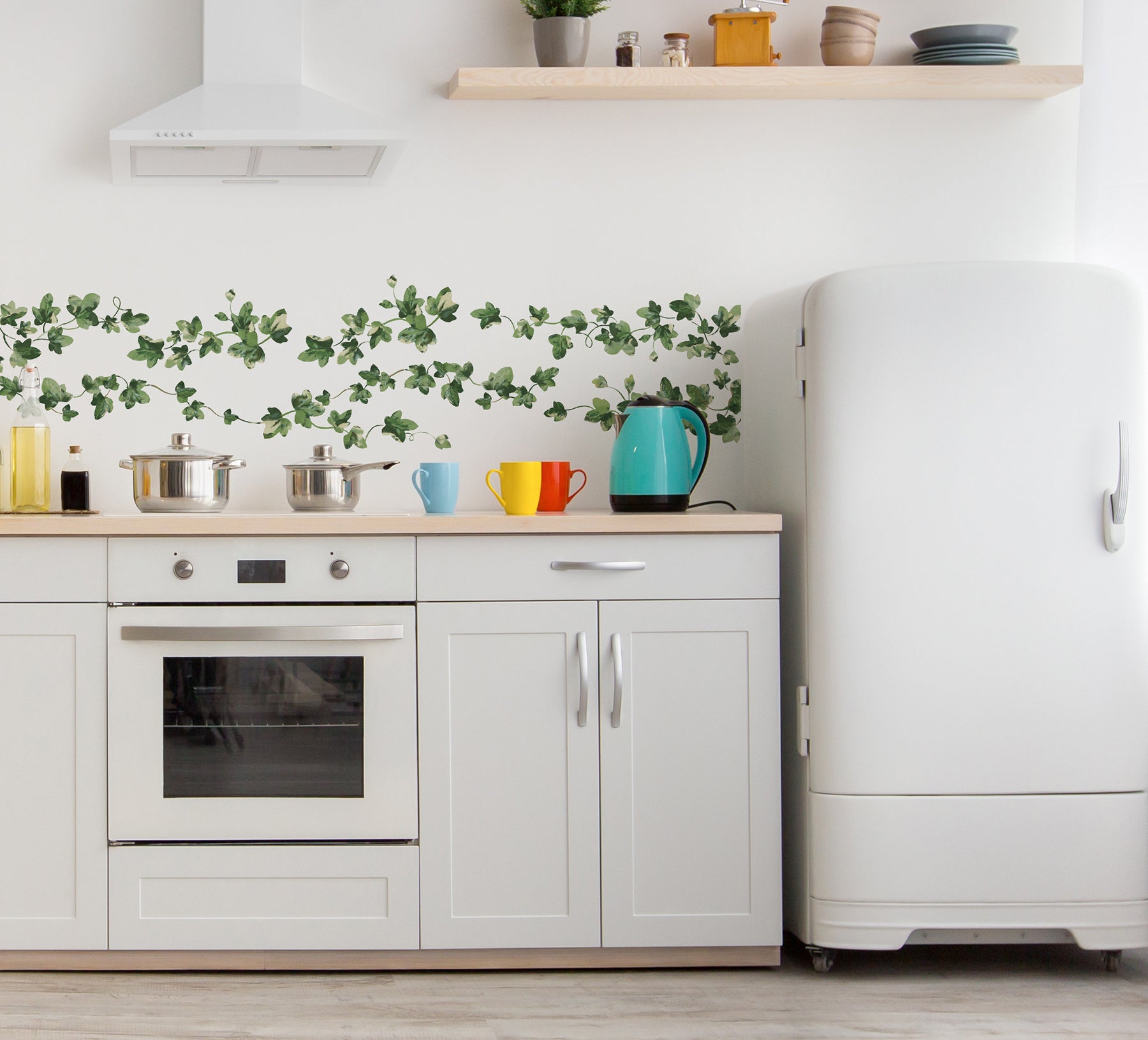 Painterly Ivy Wall Decals in a room setting