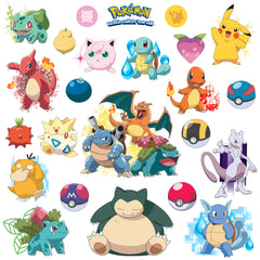 Add some playful style to your space with WallPops Pokémon Iconic Wall Decals. This set includes four panels of colorful peel and stick wall decals featuring beloved Pokémon like Bulbasaur, Jigglypuff, Pikachu, Charmander, Psyduck, Butterfree, Charizard, Blastoise, Venusaur, Togepi, Poké Balls, and Snorlax arranged on crisp white backgrounds—making it easy and fun for any fan to decorate.